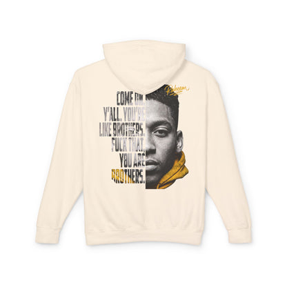 Raheem Hoodie — 'Juice' Portrait Hoodie with Quote (Half-Face Design)