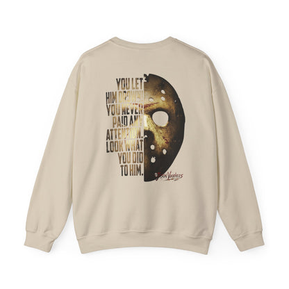 Jason Voorhees Mask Graphic with Quote Crewneck Sweatshirt