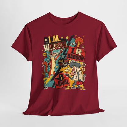 Retro Cartoon Crew Tee — "I.M. Weasel vs. I. R. Baboon" Graphic