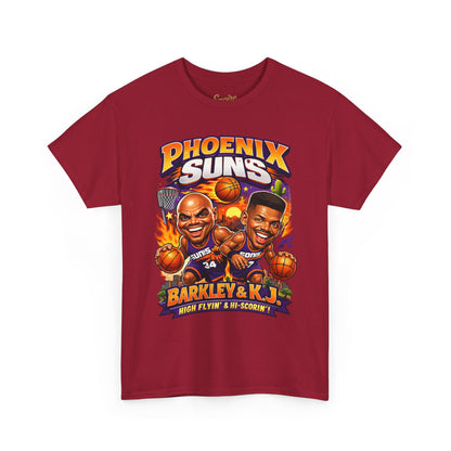 Phoenix Suns Barkley & K.J. Graphic Tee — Retro Basketball Cartoon Shirt