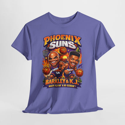 Phoenix Suns Barkley & K.J. Graphic Tee — Retro Basketball Cartoon Shirt