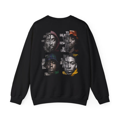 Wrecking Crew "Juice" Crewneck Sweatshirt — Vintage Movie Portraits with Lyrics