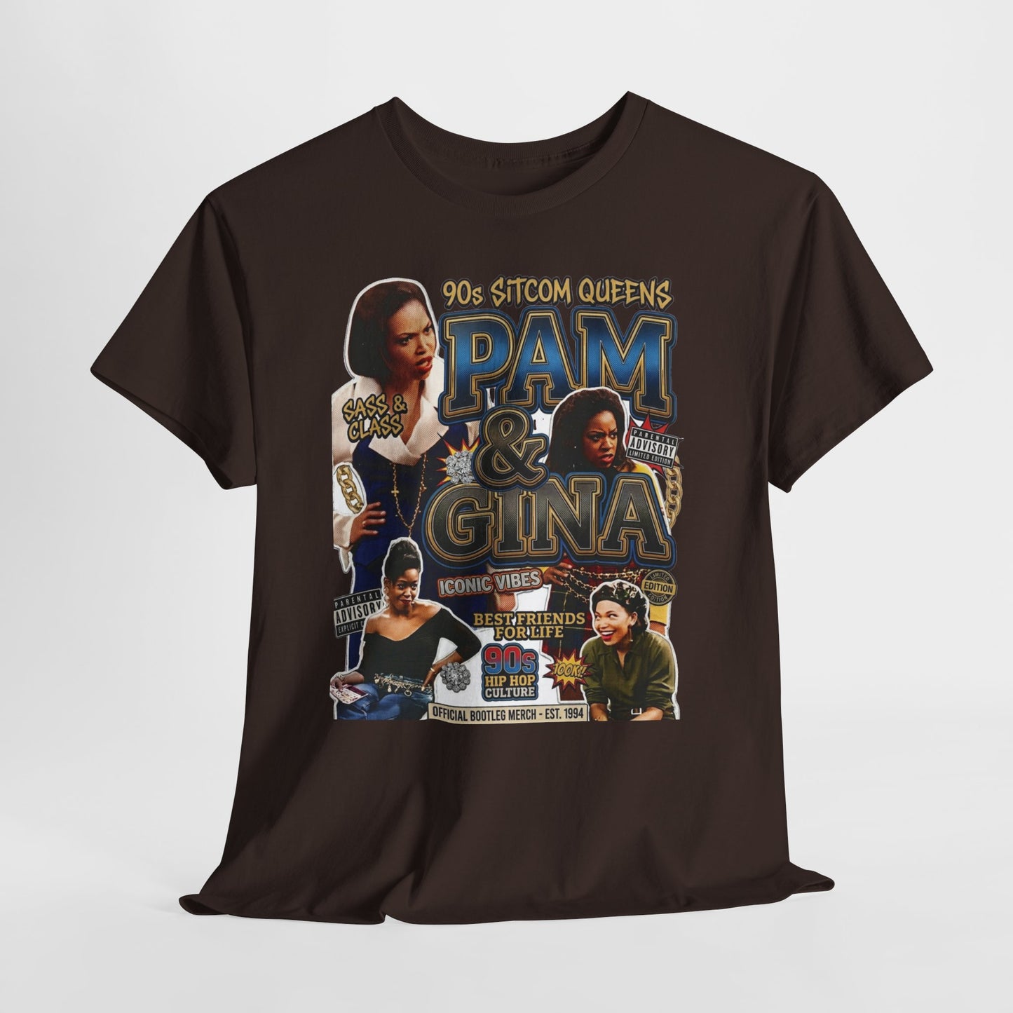 Pam & Gina Throwback Collage T-Shirt — 90s TV Queens Graphic Tee