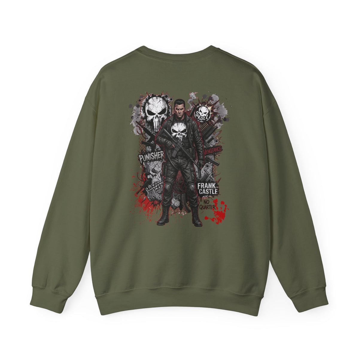 Punisher Graphic Crewneck Sweatshirt — Frank Castle Skull Design
