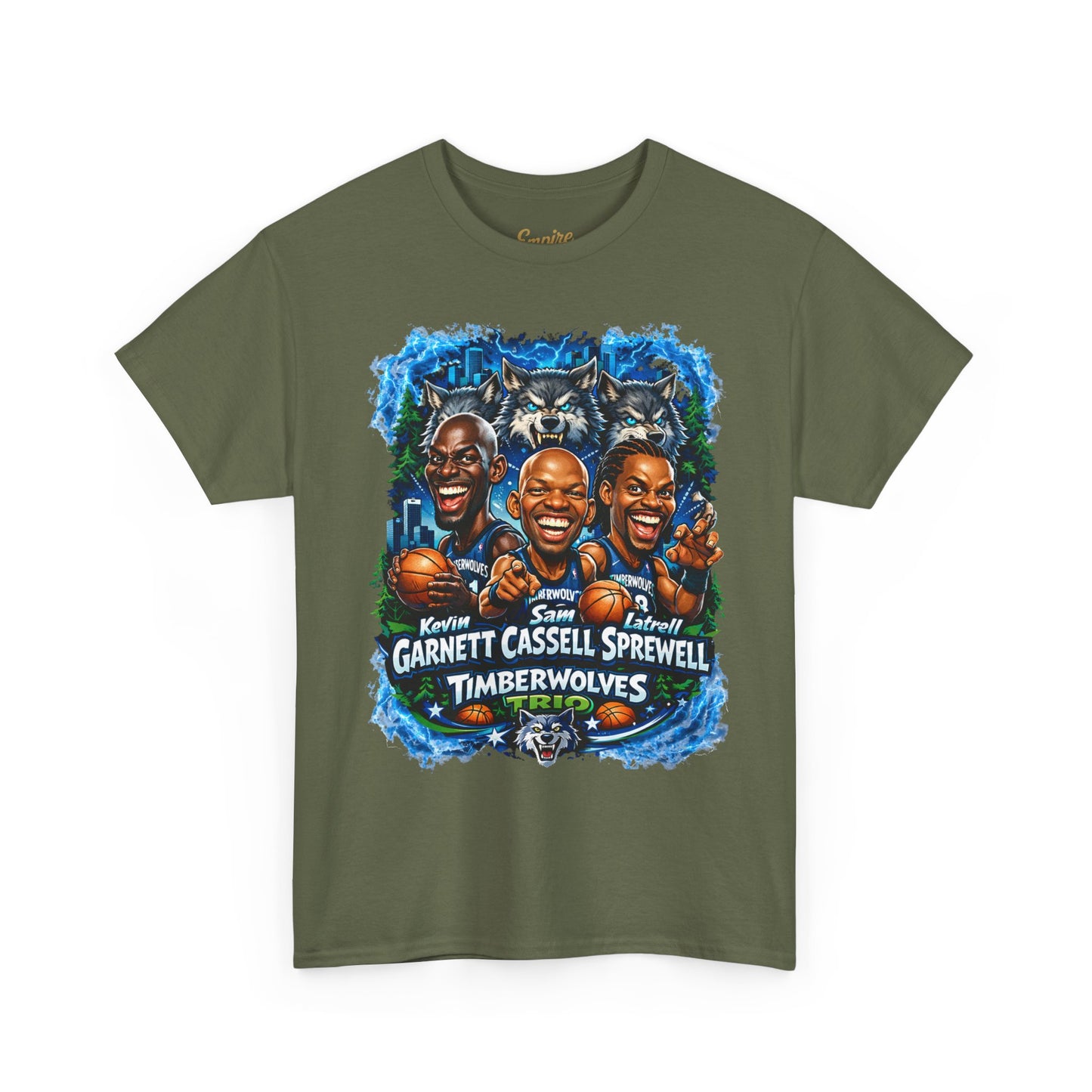 Timberwolves Legends T‑Shirt — Garnett, Cassell & Sprewell Retro Basketball Tee