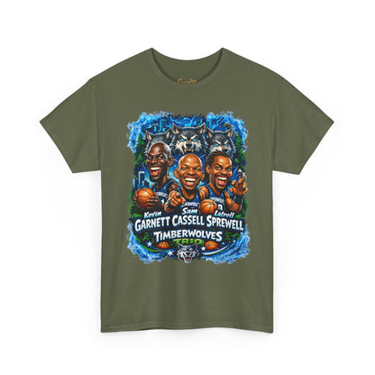 Timberwolves Legends T‑Shirt — Garnett, Cassell & Sprewell Retro Basketball Tee