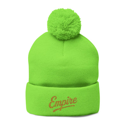 Embroidered Pom-Pom Knit Cap