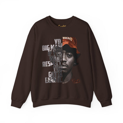 DJ Gee Q - Respect Is Earned Crewneck Sweatshirt – Motivational Hip-Hop Portrait Design