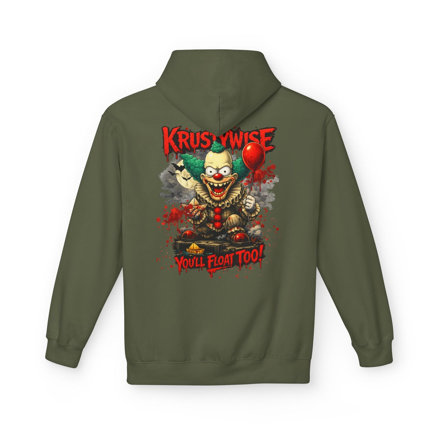 'Krustywise' Creepy Clown Design, "You’ll Float Too" Midweight Softstyle Fleece Hoodie