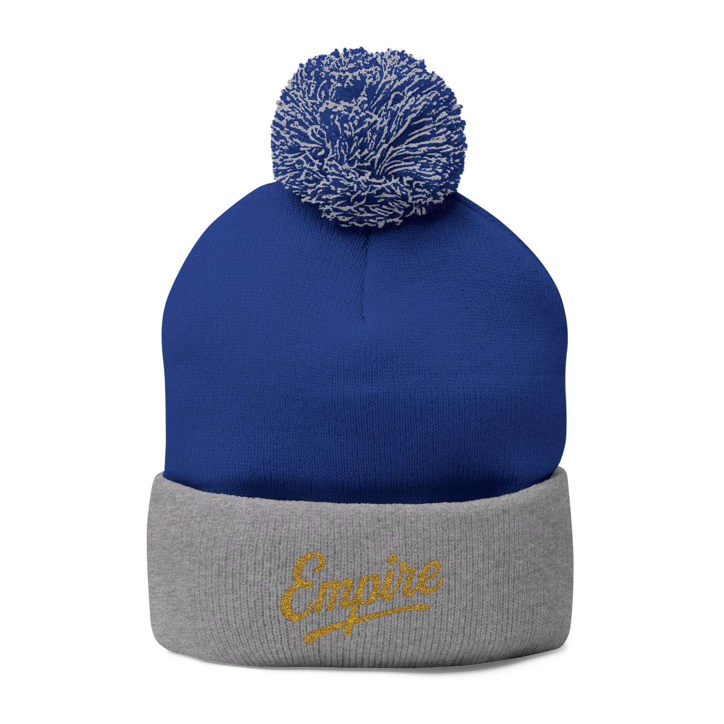 Embroidered Pom-Pom Knit Cap