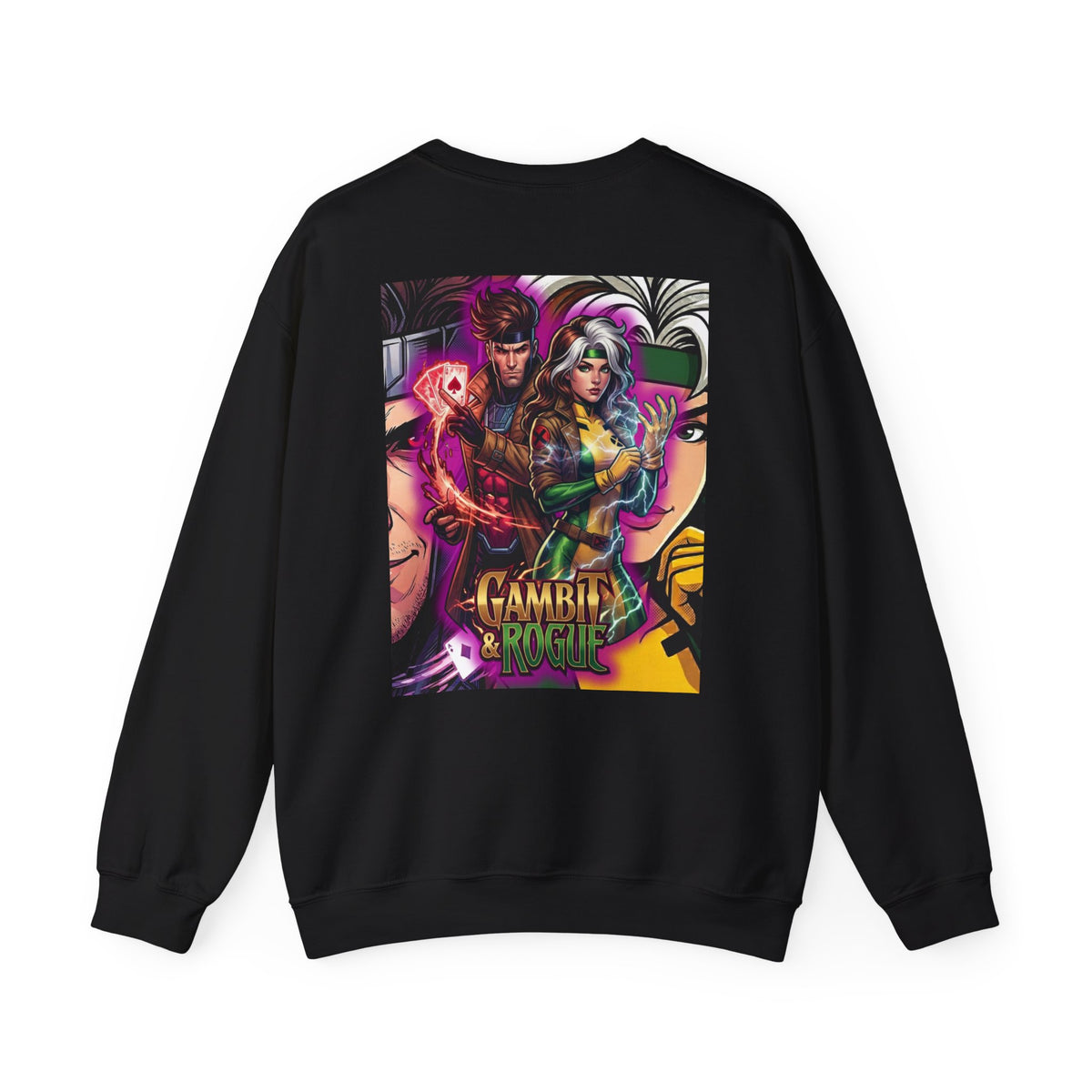Gambit & Rogue Graphic Crewneck Sweatshirt — X-Men Comic Retro Art