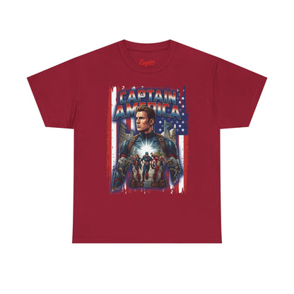 Captain America Graphic Tee - Patriotic Superhero Movie Poster T-Shirt