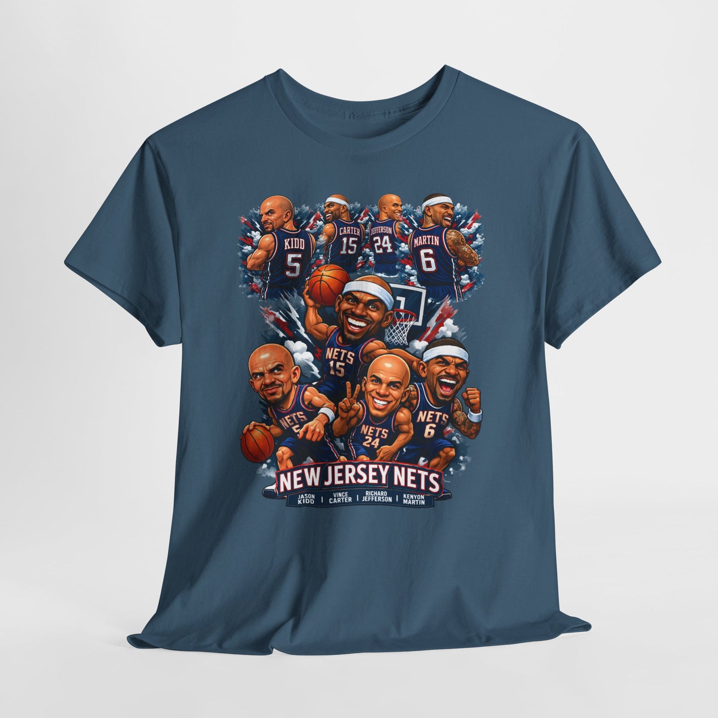 New Jersey Nets Vintage Team Collage T-Shirt — Classic NBA Legends Fan Tee