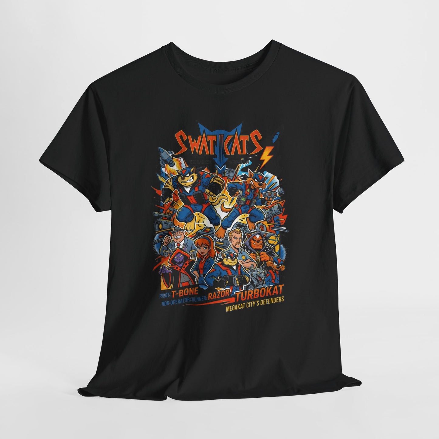 SWAT CATS Retro Graphic Tee — Vintage Cartoon Pilot Anime Shirt