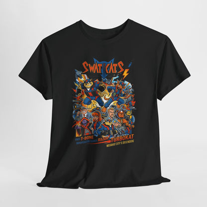 SWAT CATS Retro Graphic Tee — Vintage Cartoon Pilot Anime Shirt