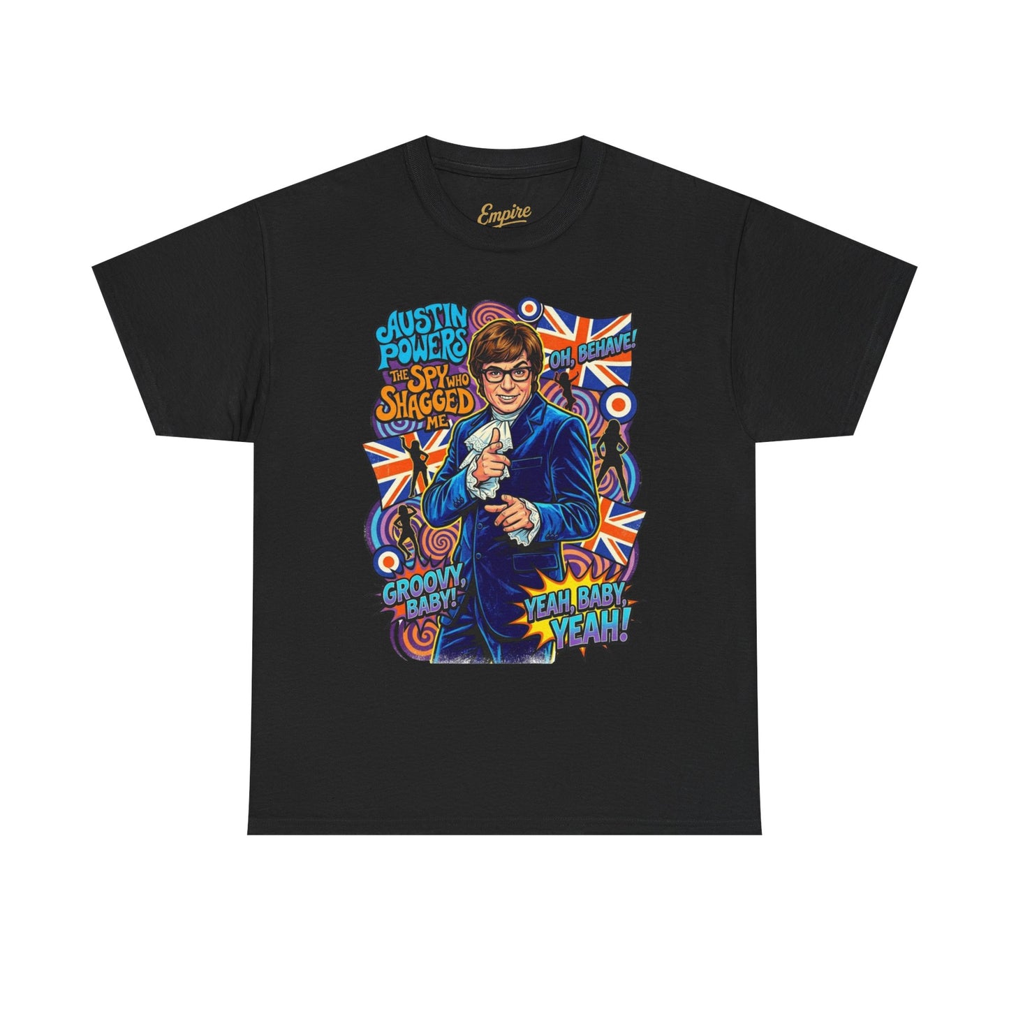 Austin Powers Retro Graphic Tee — "Yeah Baby!" Psychedelic 60s Pop Art T-Shirt