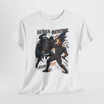 Batman vs Deathstroke Graphic Tee — Vintage Comic Fight Design