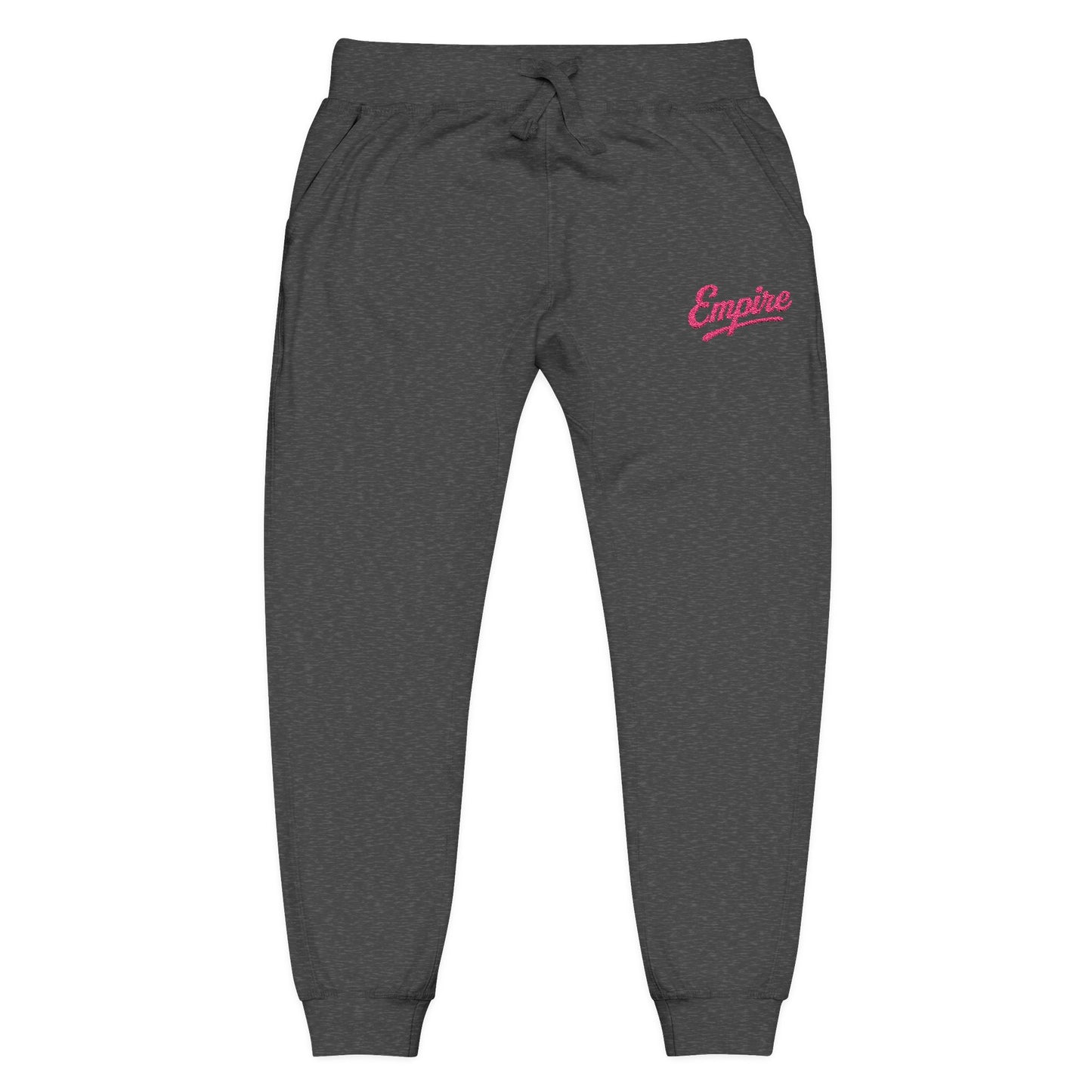Empire Signature Embroidered Sweatpants — Minimal Fleece with Pink 'Empire' Logo