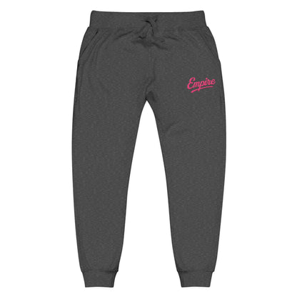 Empire Signature Embroidered Sweatpants — Minimal Fleece with Pink 'Empire' Logo