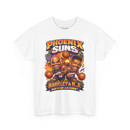 Phoenix Suns Barkley & K.J. Graphic Tee — Retro Basketball Cartoon Shirt