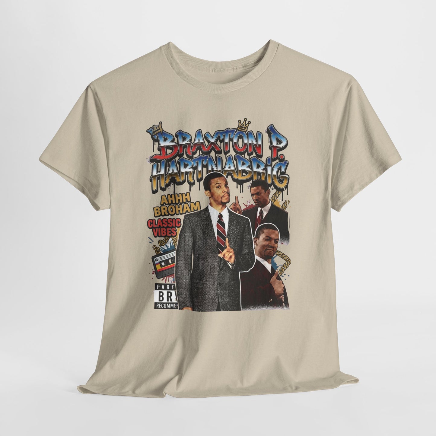 Vintage Braxton P. Hartnabrig Graphic Tee — Retro Collage T-Shirt