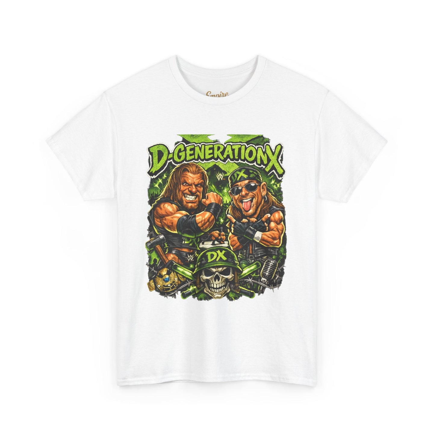 D-Generation X Retro Wrestling Tee — DX Skull & Heroes Graphic T-Shirt
