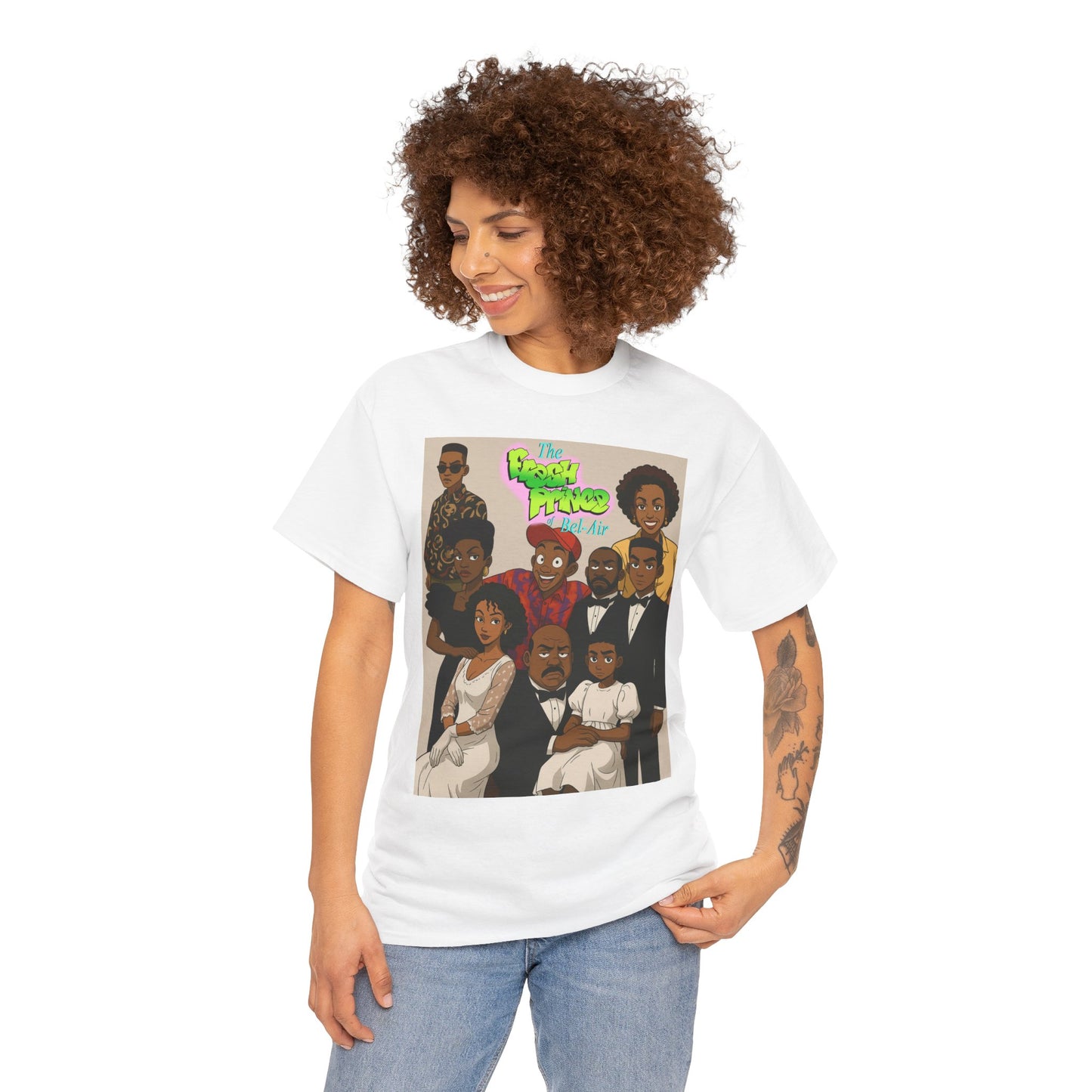 The Fresh Prince Unisex Heavy Cotton Tee - Nostalgic Cartoon Graphic Shirt