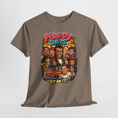 Happy Days Retro TV Cast T-Shirt — "Sit On It!" Vintage 70s Sitcom Tee
