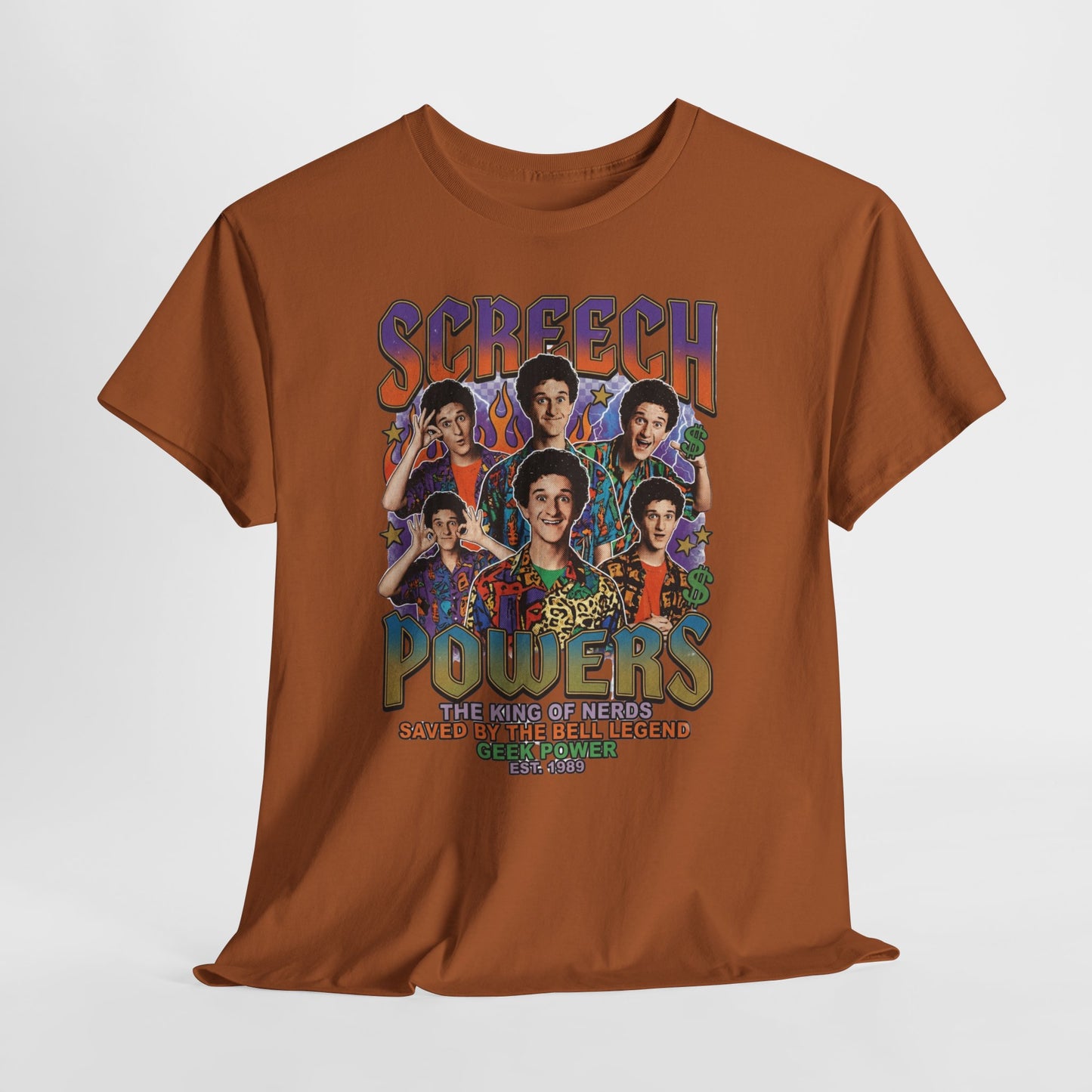 Screech Powers Retro Cast Portrait Tee — Vintage TV Show Graphic T‑Shirt