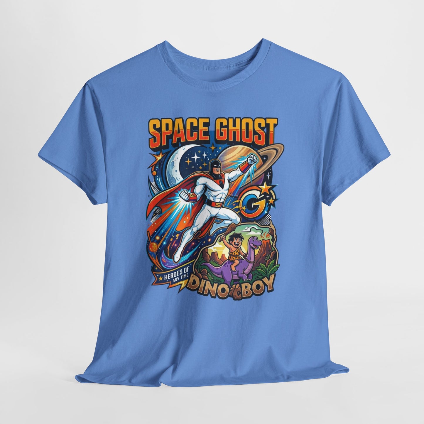 Space Ghost Dino-Boy Tee — Retro Astronaut Dinosaur Graphic T-Shirt