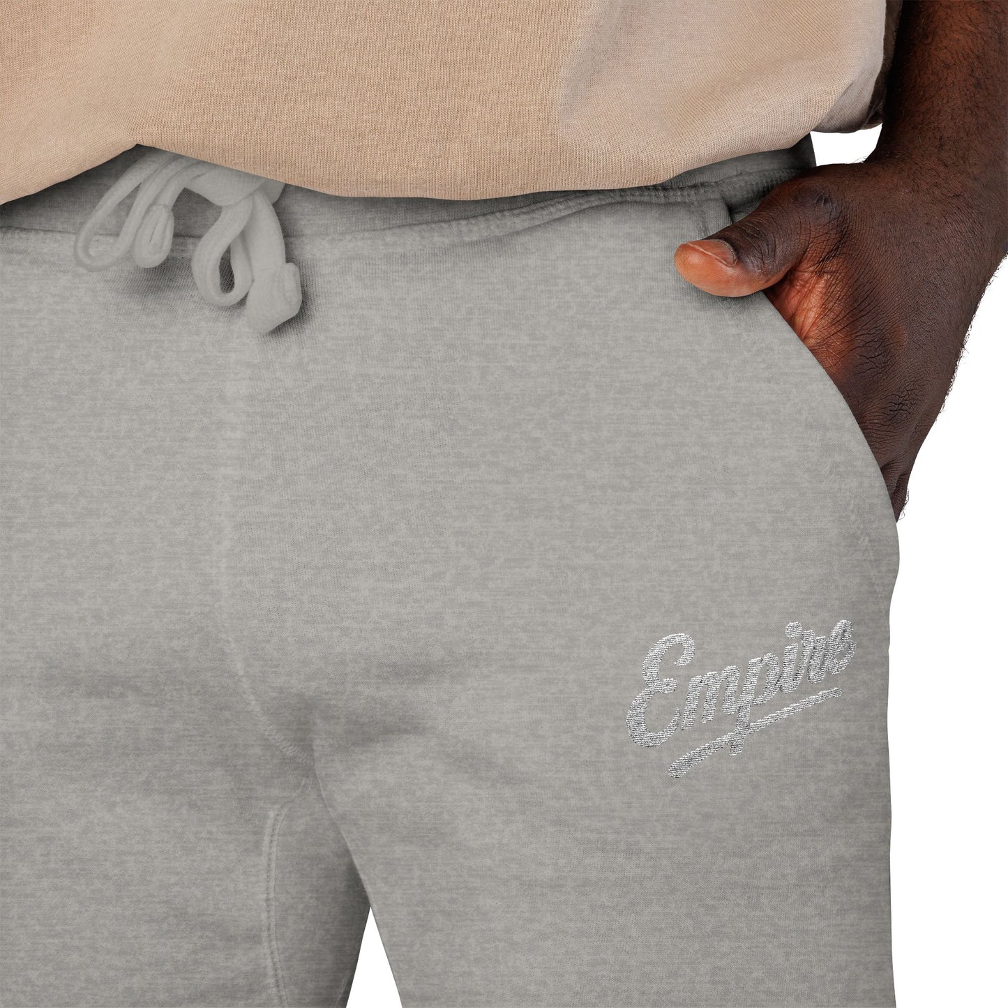 Empire Signature Embroidered Sweatpants — Minimal Fleece with White 'Empire' Logo