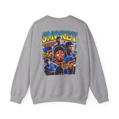Smokey Graphic Sweatshirt – Retro Hip-Hop Photo Collage Crewneck