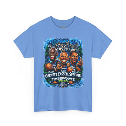 Timberwolves Legends T‑Shirt — Garnett, Cassell & Sprewell Retro Basketball Tee
