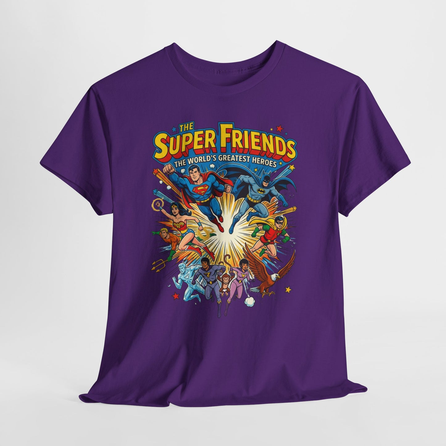 Super Friends Retro Graphic Tee — Classic Cartoon Superhero T-Shirt