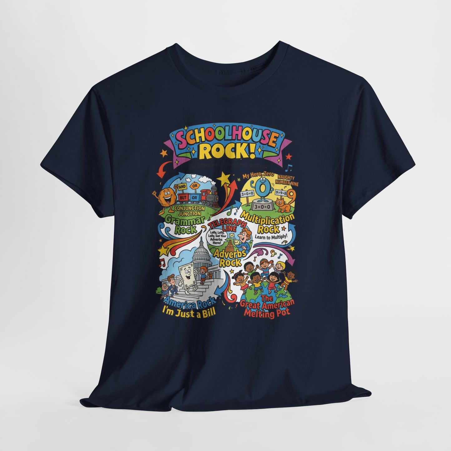 Schoolhouse Rock! Vintage Cartoon Tee — Retro Educational Music Band Graphic Shirt