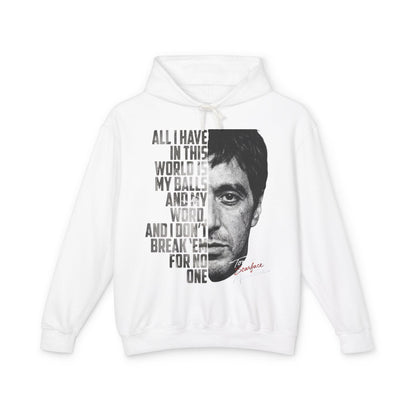 Tony Montana Hoodie — 'All I Have in This World...' Scarface Portrait Quote Pullover