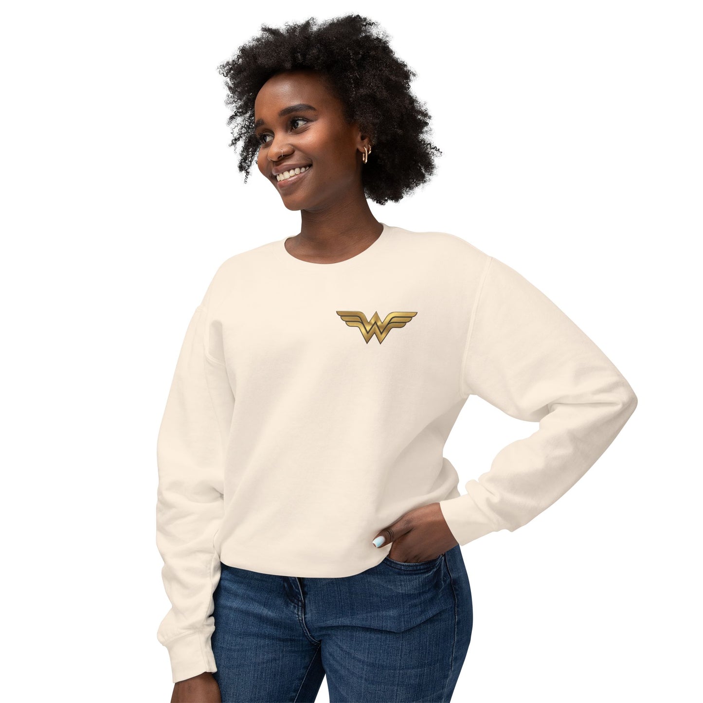 Wonder Woman Crewneck Sweatshirt — Retro Heroine Graphic Pullover