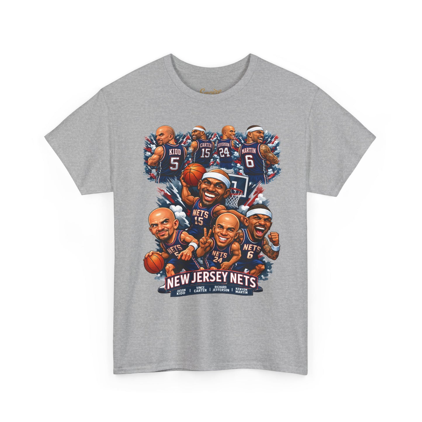 New Jersey Nets Vintage Team Collage T-Shirt — Classic NBA Legends Fan Tee