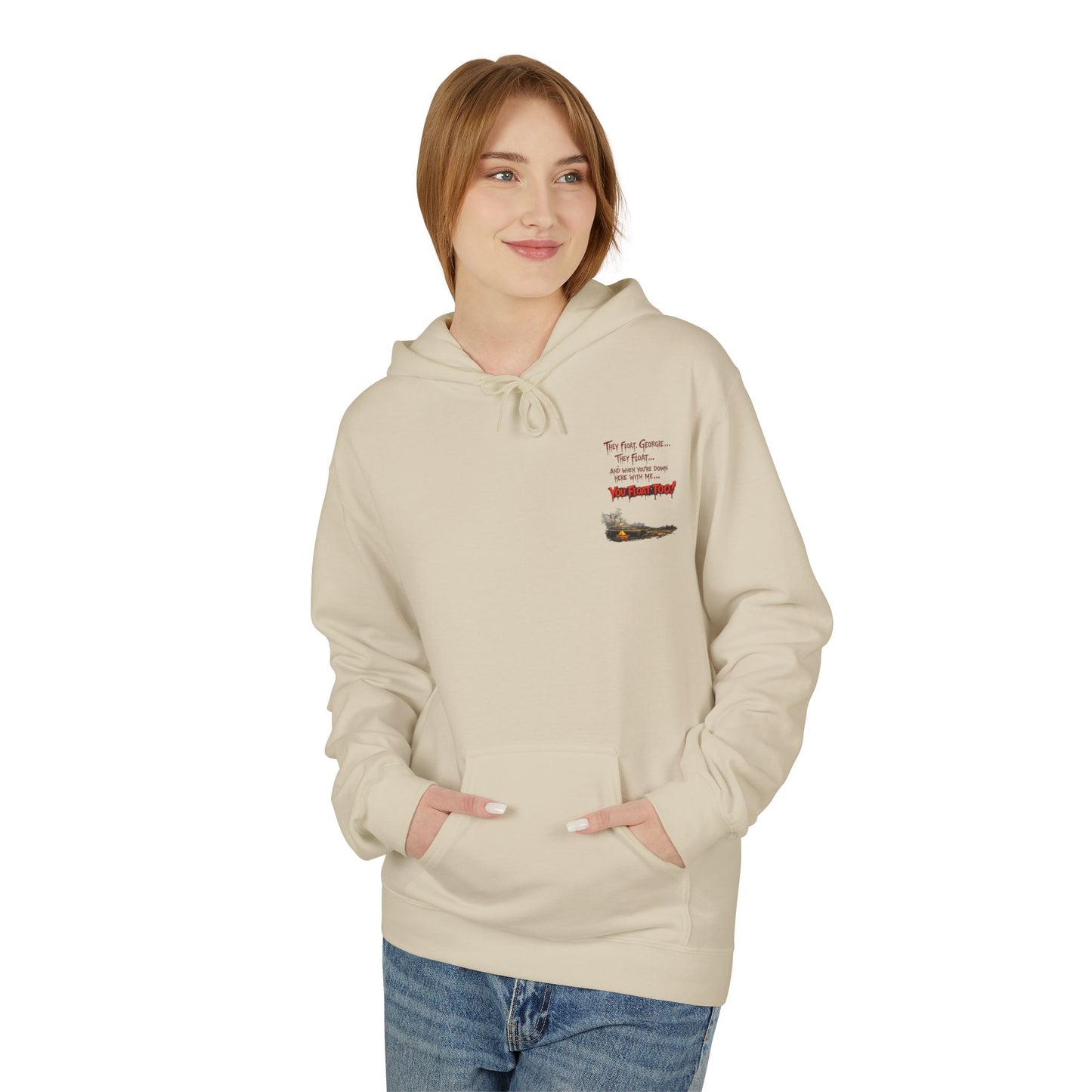 'Krustywise' Creepy Clown Design, "You’ll Float Too" Midweight Softstyle Fleece Hoodie