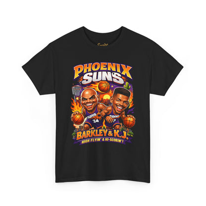 Phoenix Suns Barkley & K.J. Graphic Tee — Retro Basketball Cartoon Shirt