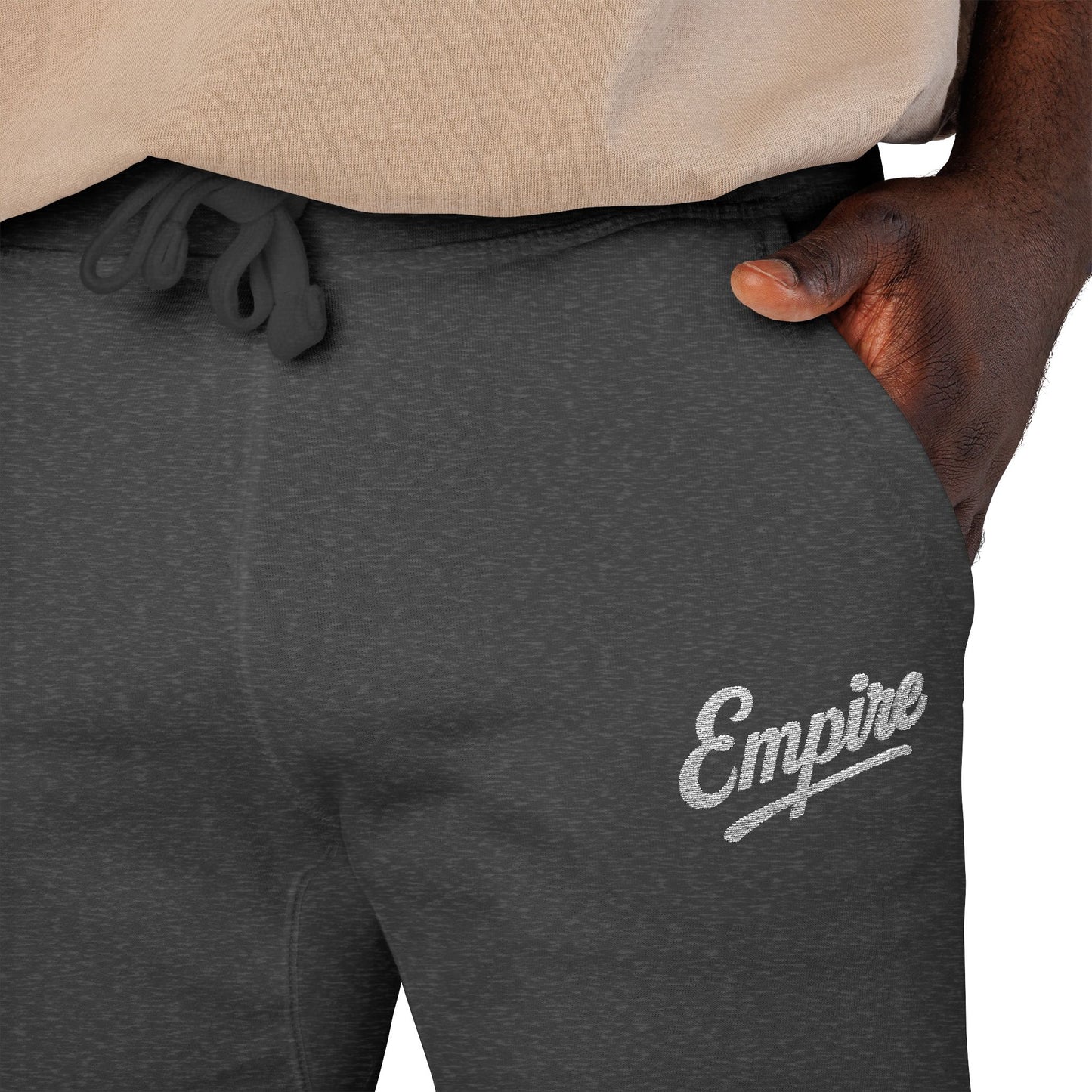 Empire Signature Embroidered Sweatpants — Minimal Fleece with White 'Empire' Logo