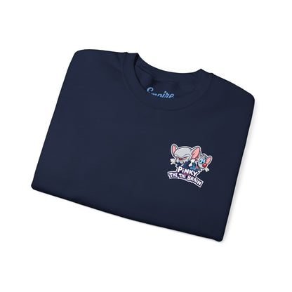 Pinky and the Brain Crewneck Sweatshirt - 'Time to Take Over the World' Graphic