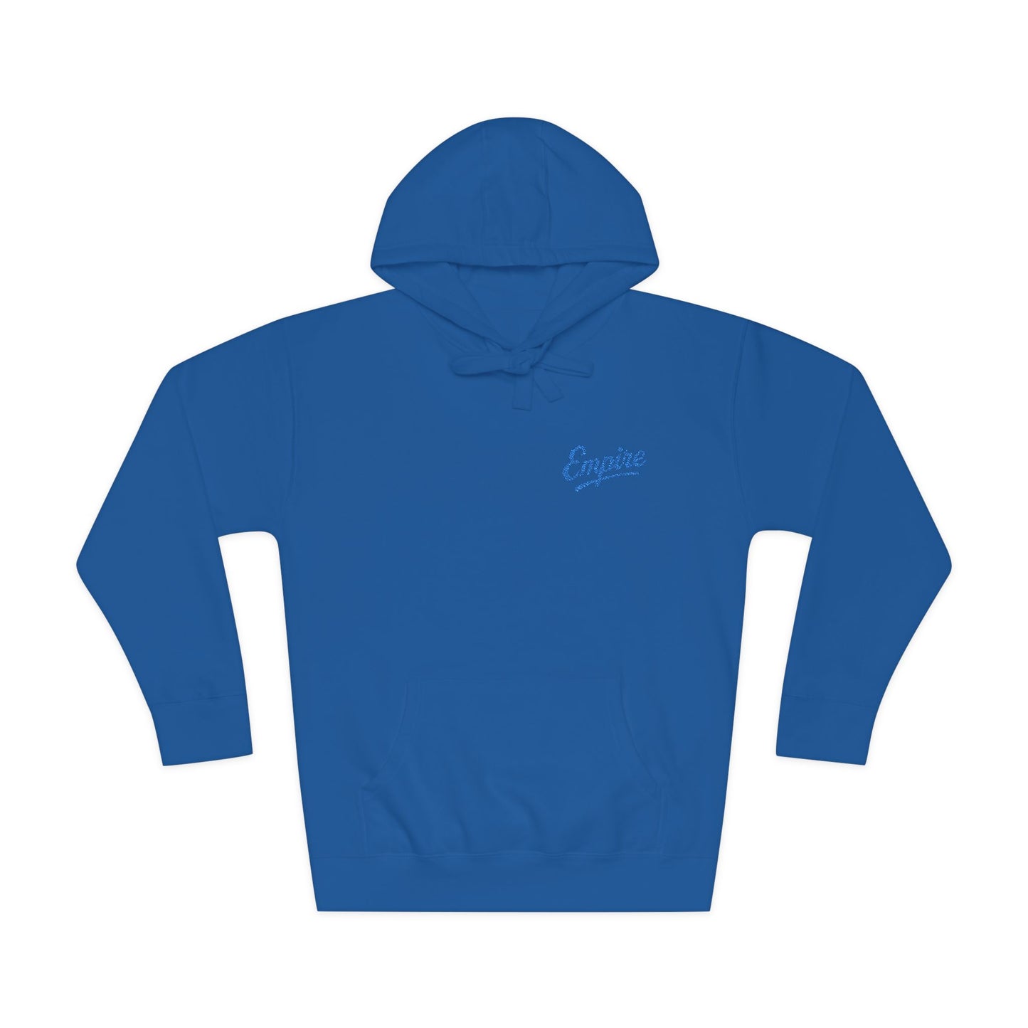 Empire Signature Embroidered Hoodie — Minimal Fleece with Royal Blue 'Empire' Logo