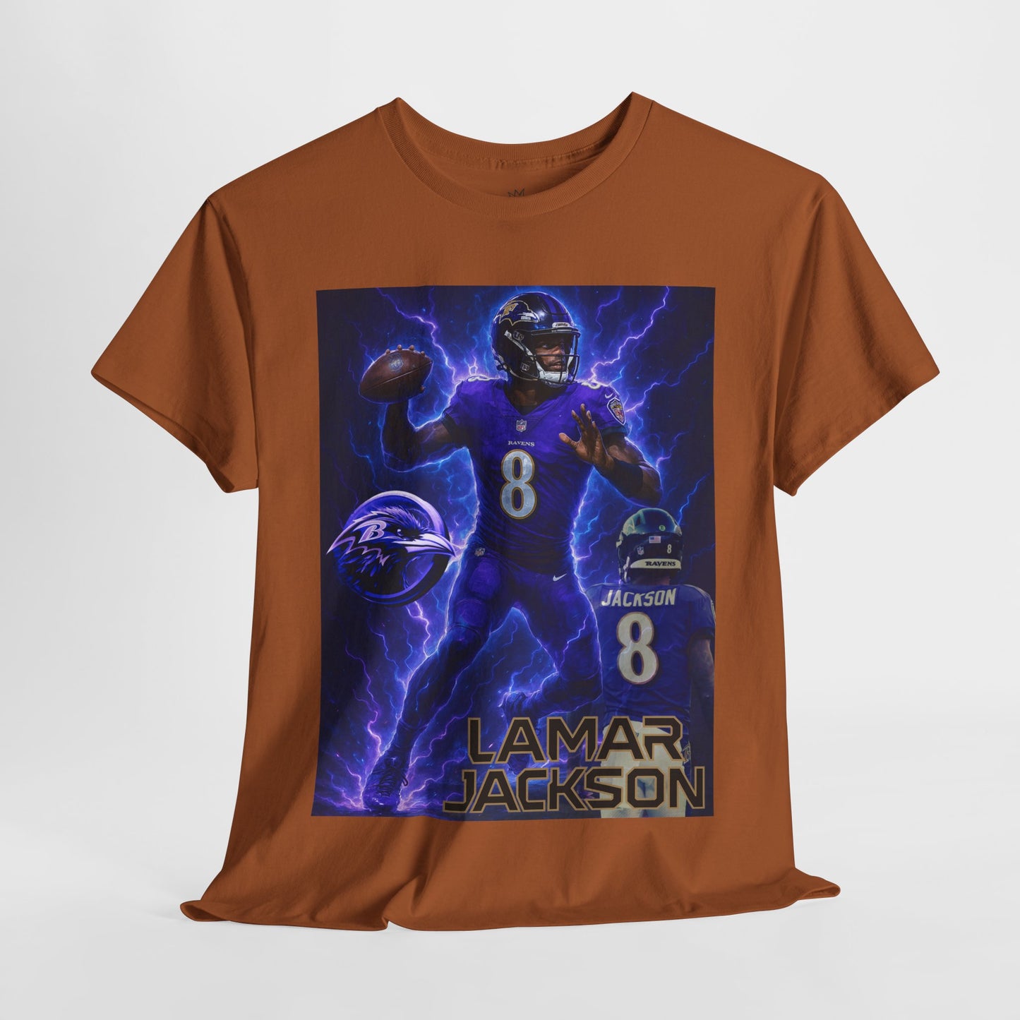 Lamar Jackson Lightning Tee – Unisex Cotton Shirt, Football Fan Gift, Sports Apparel, Game Day Outfit, NFL Merchandise