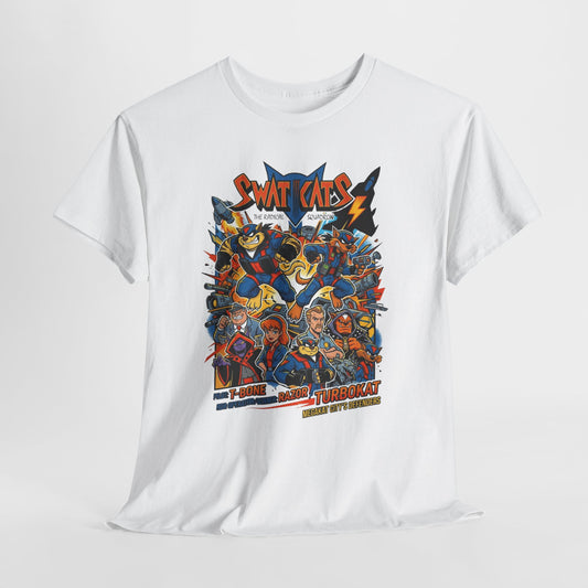 SWAT CATS Retro Graphic Tee — Vintage Cartoon Pilot Anime Shirt