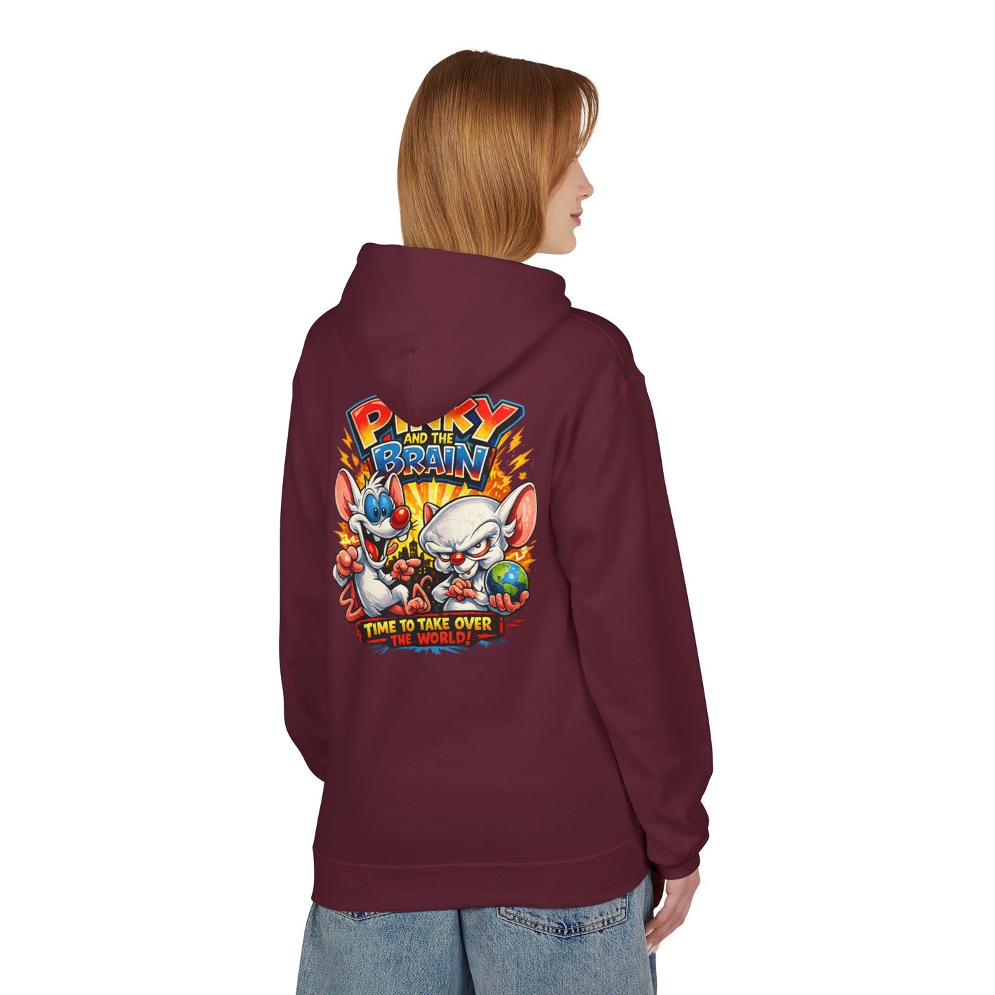 Pinky and the Brain "Time to Take Over the World" Midweight Softstyle Fleece Hoodie