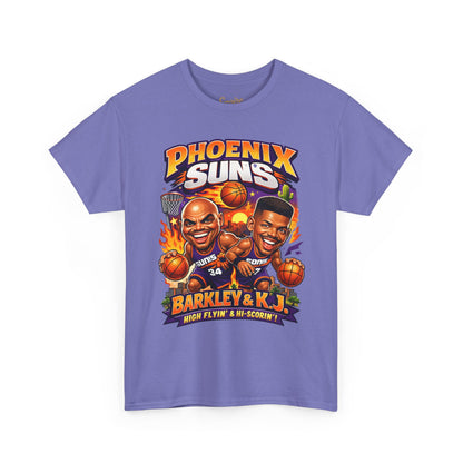Phoenix Suns Barkley & K.J. Graphic Tee — Retro Basketball Cartoon Shirt