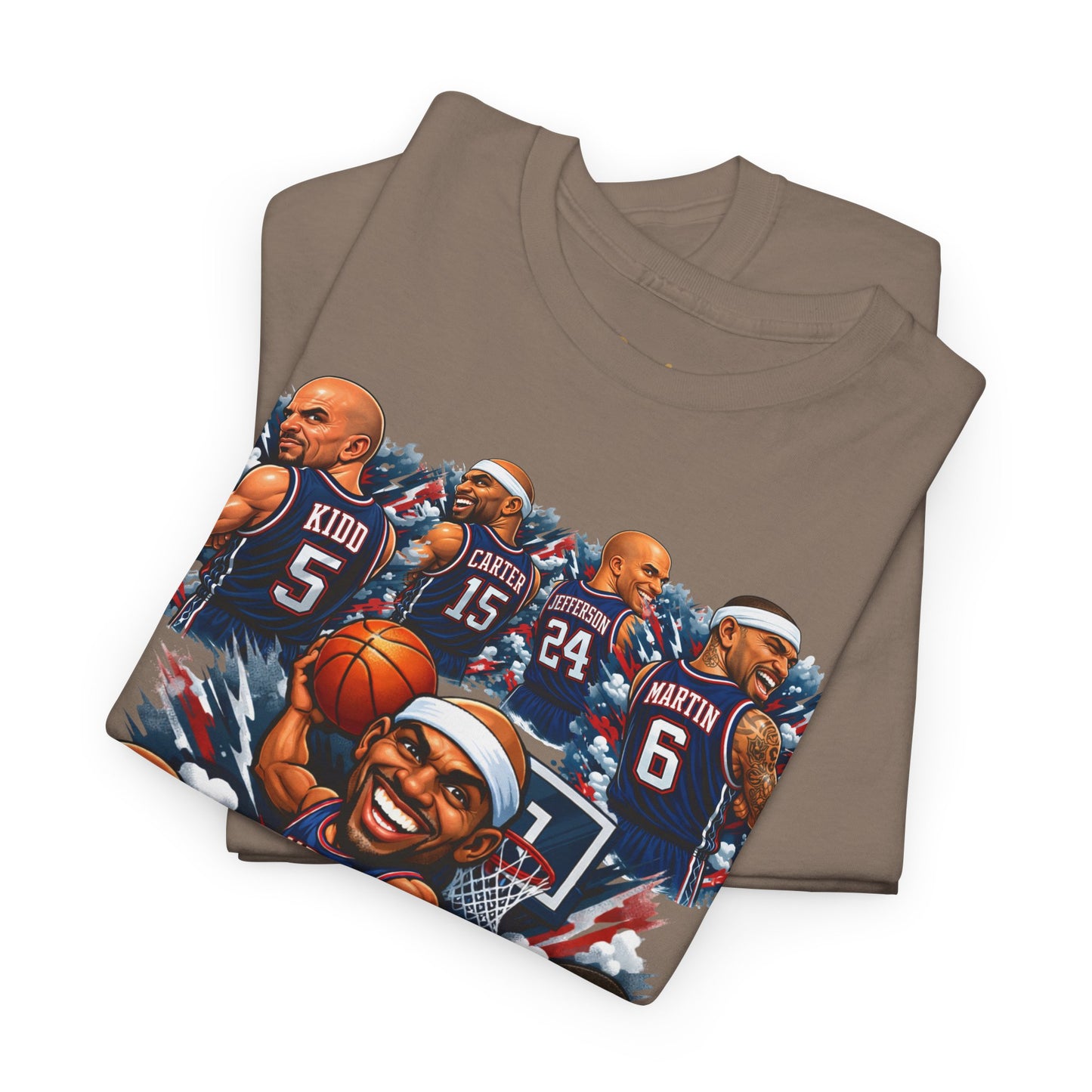 New Jersey Nets Vintage Team Collage T-Shirt — Classic NBA Legends Fan Tee