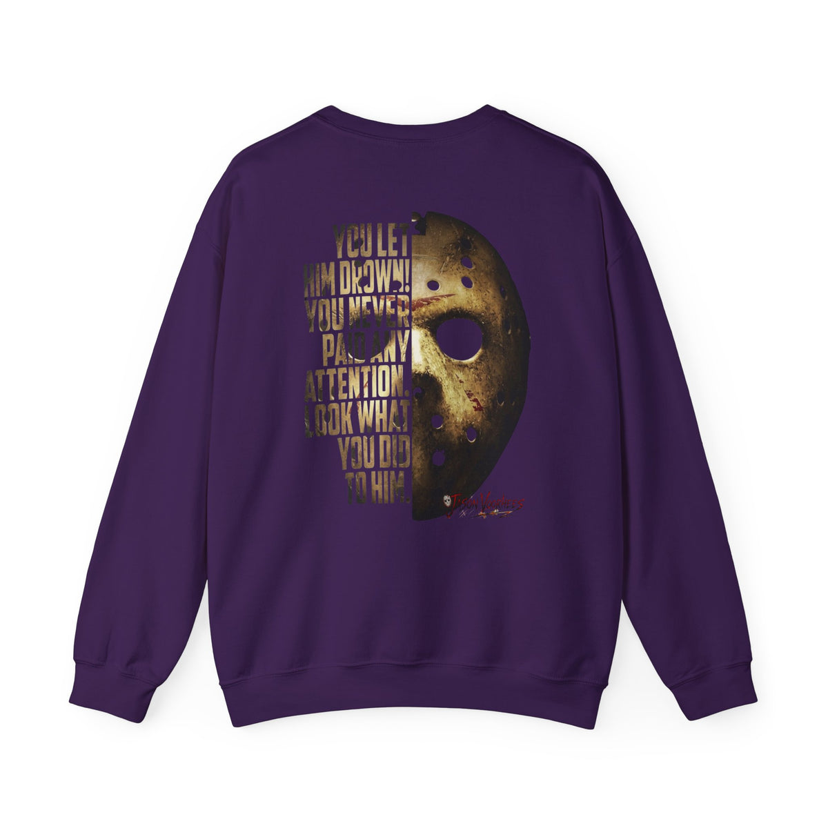 Jason Voorhees Mask Graphic with Quote Crewneck Sweatshirt