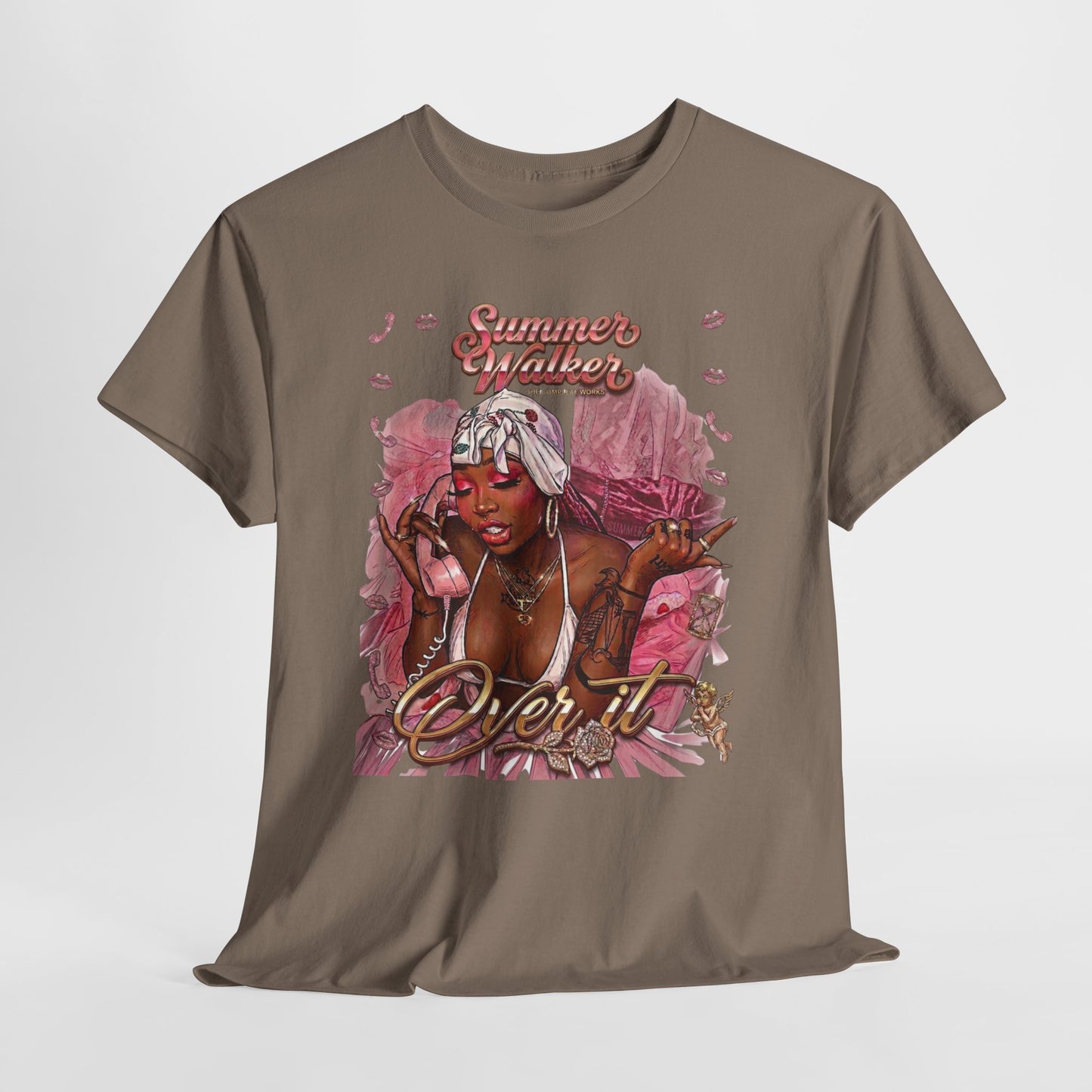 Over It Tee — ‘Summer’s Vibes’ Pink Afro Girl Graphic T-Shirt